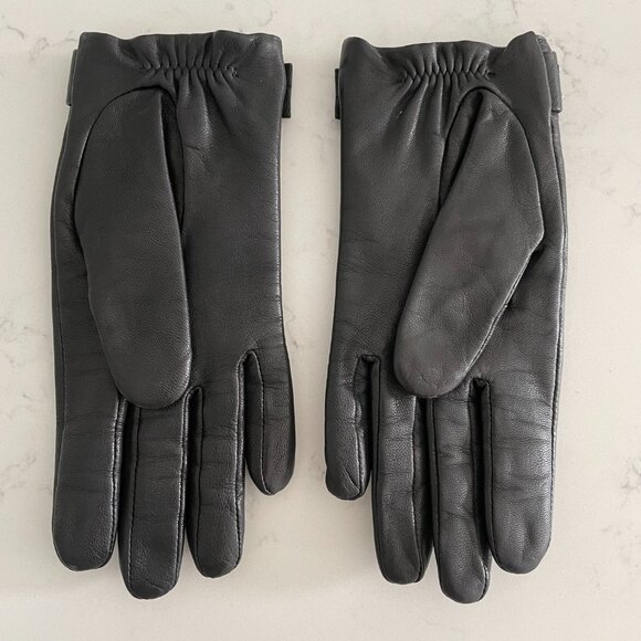 All Saints 1 BTL Stud Driver Gloves Goat Leather Silver Nail Head Studs Black S - Picture 2 of 13